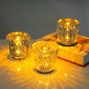 3-way Dimmable Ambient Light with USB Charging Port K9 Crystal Diamond <b>Table</b> <b>Lamp</b> - Product Image 1