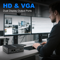 Mini-ordinateur sans ventilateur pour bureau à domicile, 8 Go de RAM, 128 Go de SSD, Windows 11, J1900, mini-PC industriel embarqué, double LAN, RS232, HD VGA