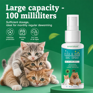 Zourunan 100ml <span class=keywords><strong>Spray</strong></span> anti-puces et tiques pour <span class=keywords><strong>chien</strong></span>, 30 jours, Soin doux, à base de plantes, sûr, non irritant, pour usage extérieur, Usine de dropshipping - Product Image 2