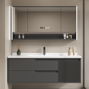 New Modern Smart Bathroom Vanity Set with Ceramic Integrated Wash Basin White Wall Mounted Bathroom Cabinet - Product Image 5