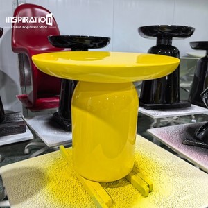 Juego <span class=keywords><strong>de</strong></span> 3 Mesas <span class=keywords><strong>de</strong></span> Centro Redondas Modernas <span class=keywords><strong>de</strong></span> FRP con Base Cilíndrica - Product Image 5