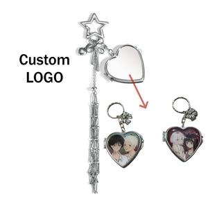 Porte-clés personnalisable en acier inoxydable avec pochette en filet pour rouge à lèvres, miroir, <span class=keywords><strong>cerise</strong></span>, étoile, cœur, pour femme, breloque pour baume à lèvres - Product Image 6