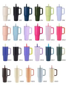 New thép không gỉ đôi-tường chống tràn lật rơm thép không gỉ 32oz Hydro du lịch 40oz Tumblers với gấp rơm - Product Image 2
