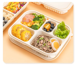 Boîte d'emballage alimentaire à emporter fécule de maïs biodégradable écologique 5 compartiments boîte à lunch fécule de maïs fécule de maïs - Product Image 2