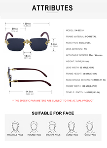 Gafas de Sol <span class=keywords><strong>Partagas</strong></span> Retro de Diseño Personalizado con Logotipo, Montura Rectangular sin Aro, Patillas con Acabado de Madera, Protección UV400 para Hombre y Mujer - Product Image 6