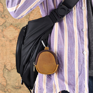 Porte-monnaie mini en cuir véritable, sacoche en cuir de vachette pleine fleur, portable, résistant à l'usure, pour homme, usage quotidien, couleur unie, moins de 2 pouces - Product Image 1