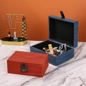 Solid Color Linen Texture Jewelry <b>Box</b> Flip Lid Desktop Storage Organizer <b>Gift</b> Packaging <b>Box</b> - Product Image 1