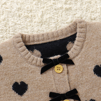 Mimixiong Cardigan en tricot pour bébé fille - Manteau chaud et épais pour l'automne et l'hiver avec nœud, vêtements d'extérieur mignons pour tout-petits
