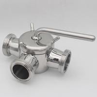 Válvula de Cierre de Tres Vías de Acero Inoxidable 304 316L, Tipo Rosca, Higiénica
