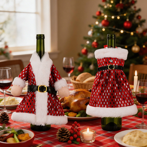 Décoration <span class=keywords><strong>de</strong></span> table <span class=keywords><strong>de</strong></span> Noël HB-608, <span class=keywords><strong>robe</strong></span> en velours pour bouteille <span class=keywords><strong>de</strong></span> vin <span class=keywords><strong>de</strong></span> Noël - Product Image 5