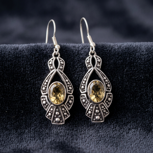 Creative Design H.A. Gems <b>Silver</b> <b>Drop</b> <b>Earrings</b> Citrine Stone Minimalist Gift Party Occasions Wholesale Lot Bulk Price - Product Image 2