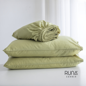 100% Cotton Stone-Washed Bedding Set 4PCS 2 Pillow Case Comforter Cover Fitted <b>Sheet</b> Avocado Green <b>King</b> Queen Custom <b>Size</b> - Product Image 2