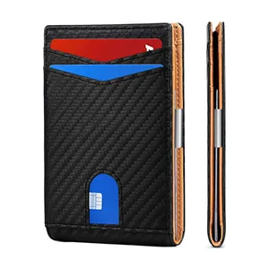 Personalized Leather Mens Wallet With Money Clip Credit Card Holder