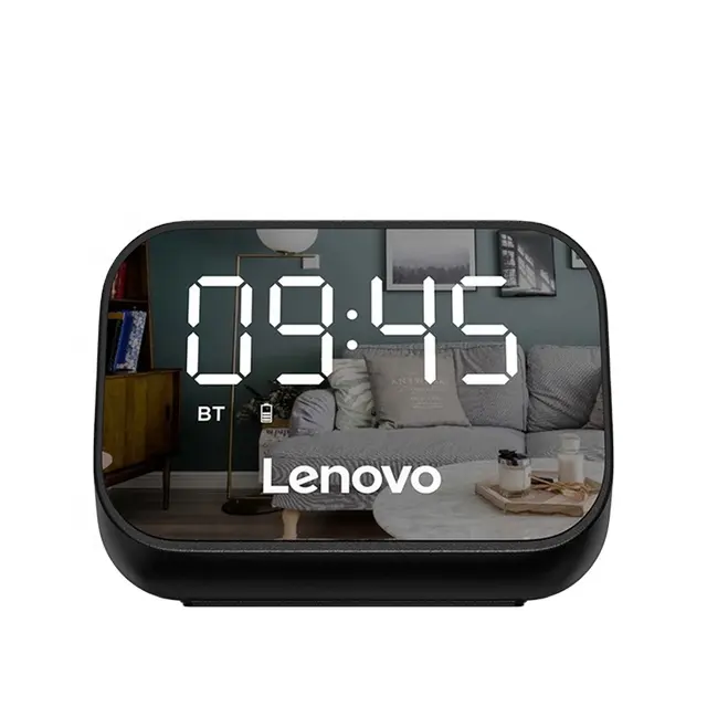 Original Lenovo TS13 Wireless Bluetooth 5.0 Speaker Portable Desktop Alarm Clock Mirror Design Stereo Loudspeaker With Mic