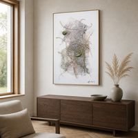 Peinture murale abstraite sur toile au design original et unique, décoration intérieure, forme de lune vintage, pierre naturelle verte