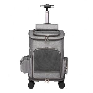 BSCI Factory BSCI Factory Top Sale Travel Roll <b>Wheels</b> Stroller Trolley Linen Zaino Dog Cat <b>Backpack</b> Carrier for Weekend Outdoor - Product Image 4
