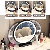 Table de maquillage intelligente NOVA avec plateau en marbre, miroir à LED, table de toilette en bois massif pour la chambre des filles
