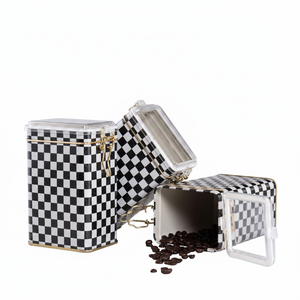 Kontensan Europe Style Voyage Rectangulaire Boîte En Métal 75x100x150mm (3 Pcs) Fermoir Fil Couvercle Transparent Damier Dames - Product Image 2