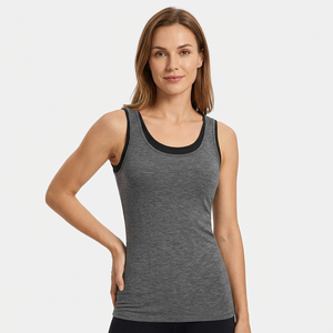 Camiseta sin mangas de cuello redondo para mujer, de punto acanalado de algodón, ecológica, de secado rápido, transpirable, estilo urbano, informal, de verano, corte ajustado. - Product Image 1