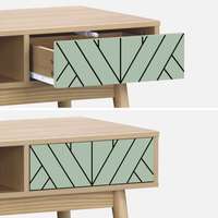 Meuble de bureau moderne en MDF avec pied en bois massif, table de console avec 2 tiroirs