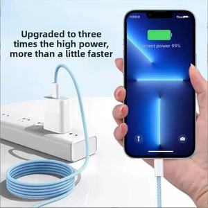 Bện Siêu Nhanh Sạc Cáp Dữ Liệu Loại-C Để Loại-C Điện Thoại Di Động Máy In Tương Thích Với USB C Ladekabel <span class=keywords><strong>IOS</strong></span> Cho Iphone - Product Image 3