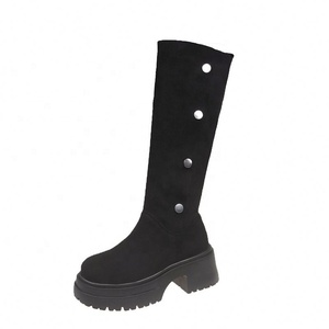 Summer New Style Women's Lace-up Merad High Top Thick Soled Square Heel High Calf <b>Boots</b> - Product Image 6