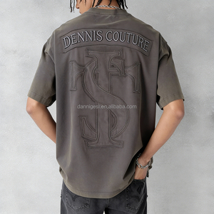 Camiseta Personalizada Extra Grande, Camiseta con Gráficos, Camiseta de Algodón con Bordado Gráfico, <span class=keywords><strong>Camisetas</strong></span> Gruesas Unisex, Camiseta Corta de Algodón para <span class=keywords><strong>Hombre</strong></span> - Product Image 3