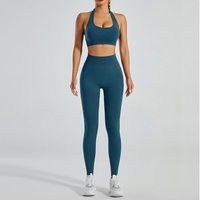Pakaian Dalam Olahraga Eropa dan Amerika Berkualitas Tinggi, Cepat Kering, Legging, Setelan Yoga Outdoor Musim Panas, Set Yoga High-end Sense