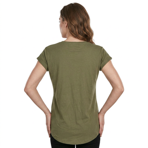 T-shirt Femme Vert Olive à Manches Courtes 100% Coton Tricoté Décontracté Respirant Col Rond Coupe Classique Printemps Été Bangladesh - Product Image 6