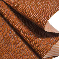 Tersedia Kulit Sintetis PVC Motif Bola Basket Retro 1.0mm, Tahan Gesekan, untuk Tas, Buku Catatan, Bola Basket