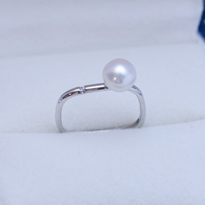 Wenchi 24606 7-8mm Freshwater Pearl 925 Silver Adjustable Ring Round Almost Flawless Strong Light Live Broadcast Cross-Border - Product Image 4