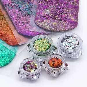 48 Frascos Cosméticos Chunky Glitter Shimmer para Corpo Cabelo Olho Musical Festival Carnaval Dança Halloween Festa Tatuagem Multicolorida