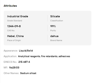 Silicate de sodium Na2SiO3 Verre de soude 99% de pureté Solide Liquide Qualité industrielle Liant inorganique Matière première - Product Image 6