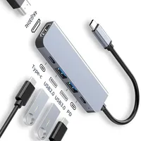 Hub Tipe-C 5-in-1 & Dock USB-C dengan Adaptor Multi-Fungsi USB 3.0 untuk Ponsel, PC, dan Mac