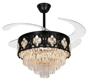 Ventilador de Techo LED de Lujo con Lámpara de Cristal, Aspas Retráctiles, Control Remoto, Motor Silencioso, Decoración Moderna para el Hogar - Product Image 1