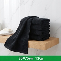 Toalla Facial Negra de Algodón Peinado para Adultos, 35x75cm, 450 GSM, Ecológica, con Logotipo Personalizado, para Sauna, Masajes, Airbnb, Suministro de Fábrica
