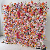 Mur de fleurs artificielles carré 2,4 m x 2,4 m en roses de soie, support de décoration de plafond pour mariage, fait main, léger, design écologique pour événements
