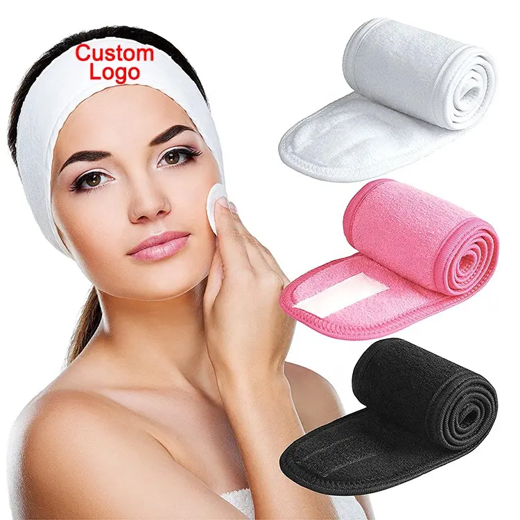 Wholesale custom embroidery logo soft girls hair accessories yoga makeup Spa Headbands for Women