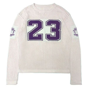 Mode personnalisée pull-over boxy surdimensionné en jersey à manches longues tricoté en coton jacquard pull de rugby col rond pour l'hiver streetwear - Product Image 2