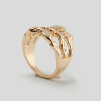 Vintage Strukturierter Vergoldeter Legierungs-Hohlring, Übertriebener Statement-Fingerring für Damen, Stapelbar, Trendig, Elegant, Großhandelsschmuck