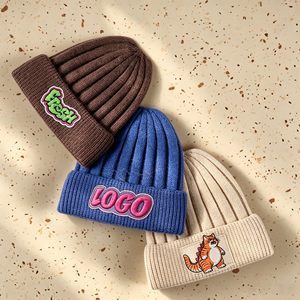 Gorros de Punto Personalizados con Logotipo, <span class=keywords><strong>para</strong></span> Invierno, Lisos, Gruesos, de Terciopelo, Versátiles, al por Mayor - Product Image 3