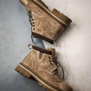 Chaussures robustes unisexes rétro en cuir, style workwear, pour l'hiver, antidérapantes, imperméables, avec sangle tressée, durables et élégantes - Product Image 5