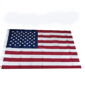 Huiyi Custom 210D Double Sided Oxford Advertising Country Embroidered US Flags 3x5ft Printing Outdoor 3m American National Flag