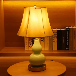Fabrik Großhandel Lampen weiß Porzellan Kürbis Keramik Tisch lampe für Schlafzimmer Touch Control Nachttisch LED Glühbirne Tisch lampe