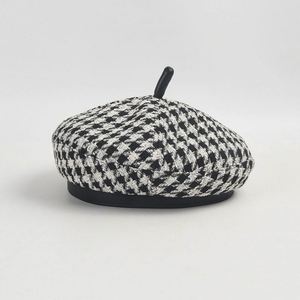 Autumn Winter New Arrival British French Beret Trendy Fashion Women Houndstooth Checkered Beret <b>Hat</b> - Product Image 1