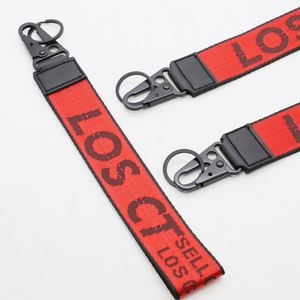 Wholesale Custom Jacquard Woven Short <b>Lanyard</b> Streetwear Keychain <b>Lanyard</b> with Metal Strong Carabiner - Product Image 1