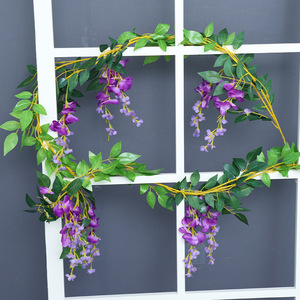 Guirnaldas de flores artificiales de wisteria, guirnalda floral de seda para decoración de bodas, decoración colgante de techo para interiores del hogar. - Product Image 2