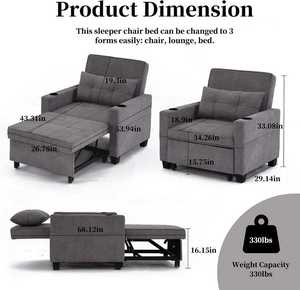 Sofá Cama Reclinable Convertible Moderno con 3 Puertos USB, Cuero PU, Patas de Madera Sólida, Resistente al Desgaste, para Sala de Estar y Dormitorio - Product Image 4
