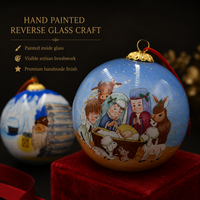 Ornement en verre inversé peint à la main de qualité supérieure, boule de Noël personnalisée faite à la main avec boîte cadeau pour la vente en gros