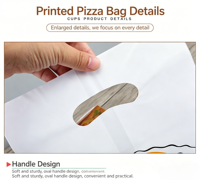 Sac d'emballage personnalisé en PEHD épais mat avec poignée, recyclable, à soufflets latéraux, pour supermarché, pizza, gâteau, livraison à emporter